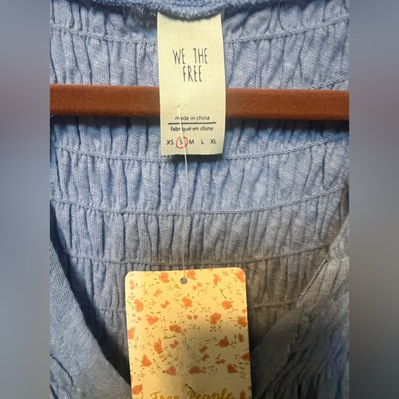 Free People Sky Dreamy Clouds Blue Sleeveless Blouse - Picture 10 of 10